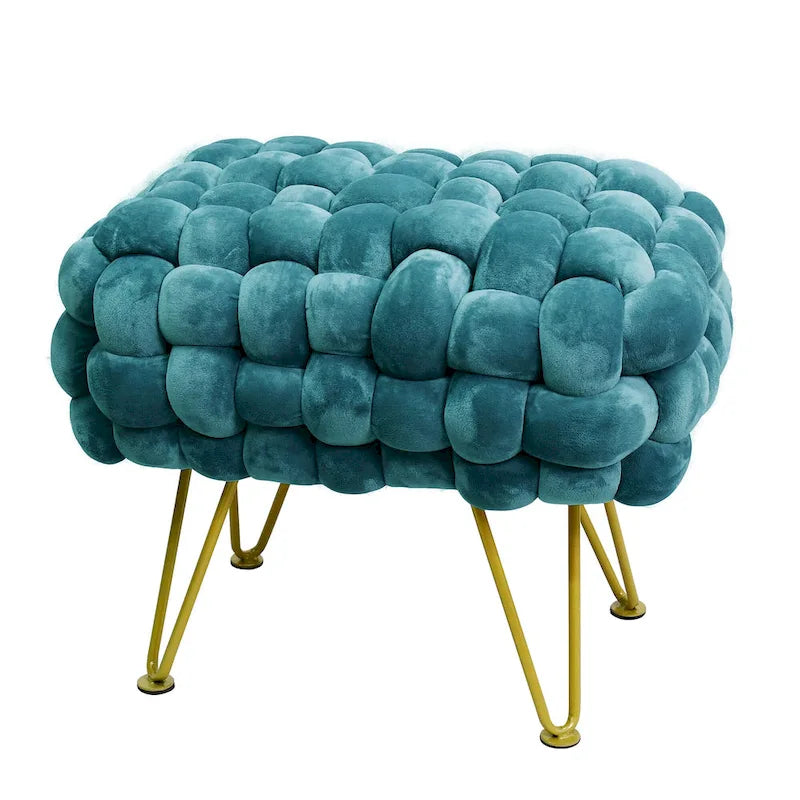 Pouf ottomano a panca in velluto rivestito in morbida pelliccia sintetica, 27x20x20 pollici