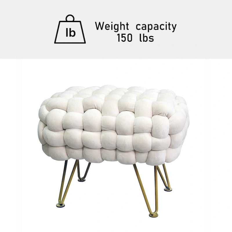 Pouf ottomano a panca in velluto rivestito in morbida pelliccia sintetica, 27x20x20 pollici