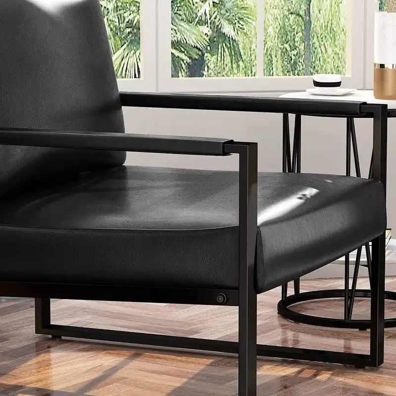 Poltrona moderna vintage in pelle PU, stile metà secolo, con struttura in acciaio
