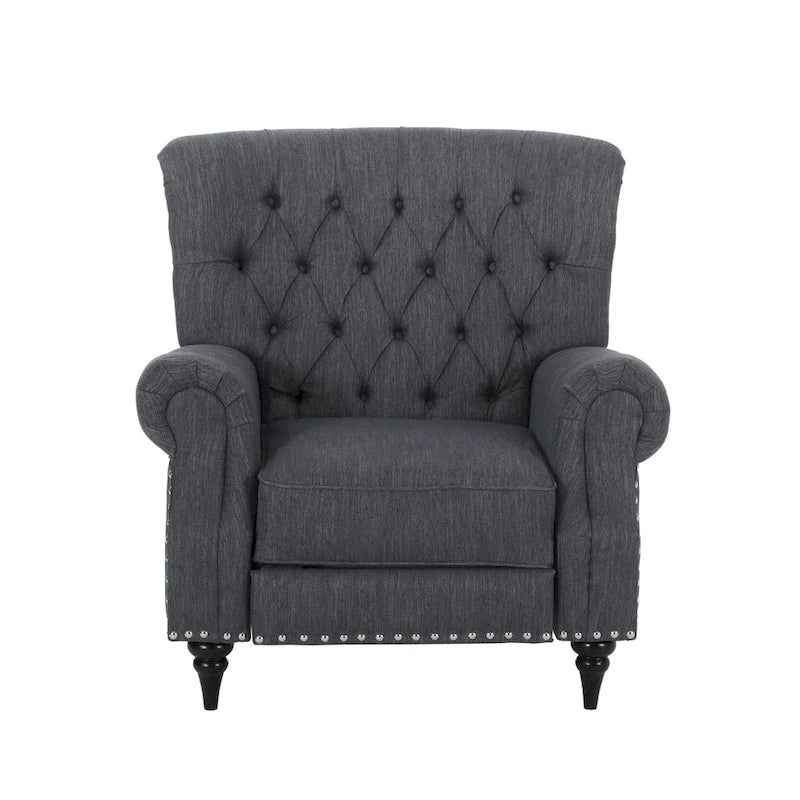 Fabric and Rubberwood Recliner with Nailhead Trim