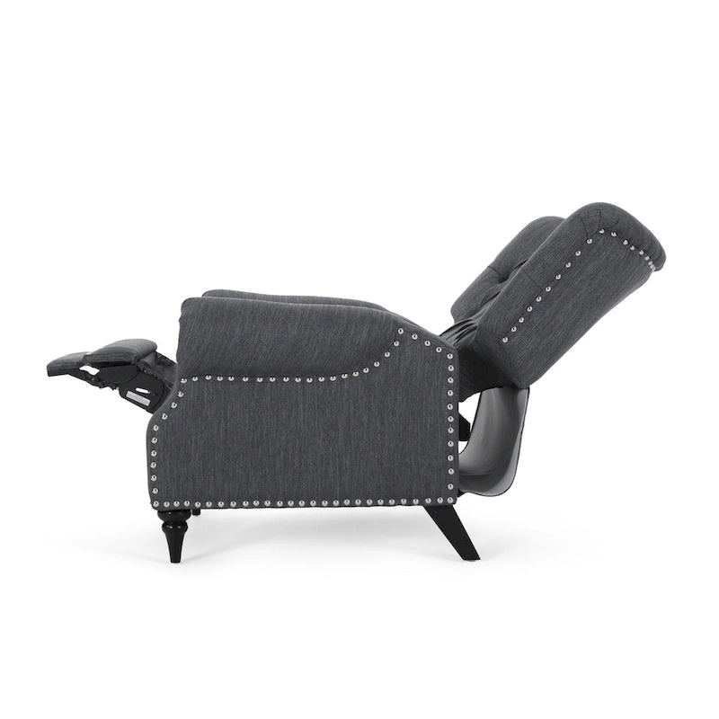 Fabric and Rubberwood Recliner with Nailhead Trim
