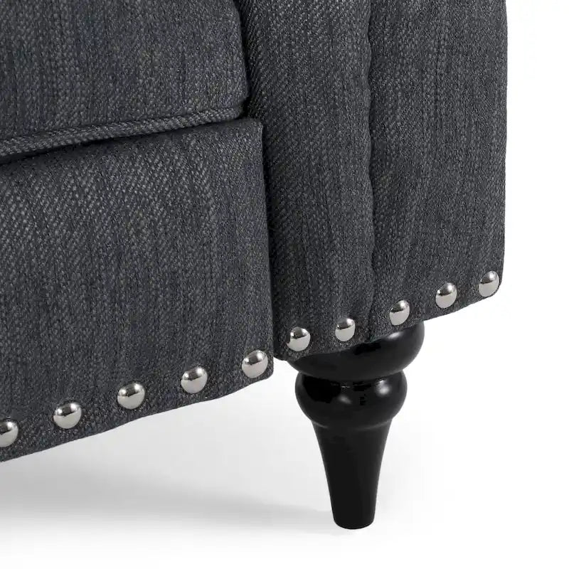 Fabric and Rubberwood Recliner with Nailhead Trim