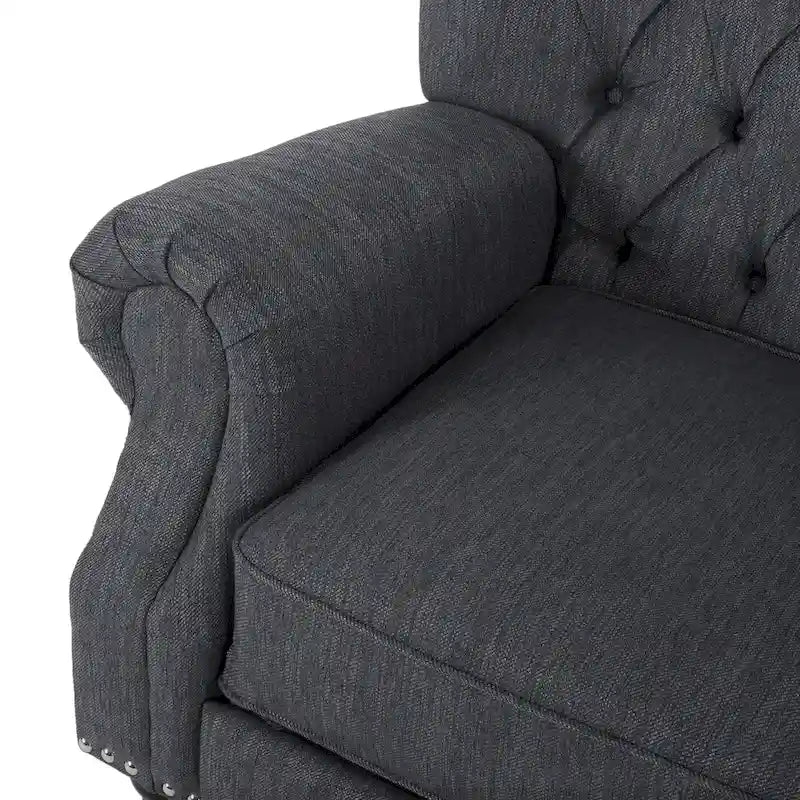 Fabric and Rubberwood Recliner with Nailhead Trim