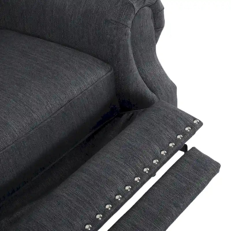 Fabric and Rubberwood Recliner with Nailhead Trim