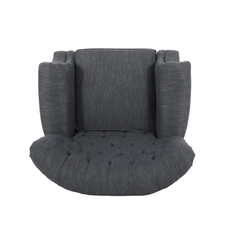 Fabric and Rubberwood Recliner with Nailhead Trim