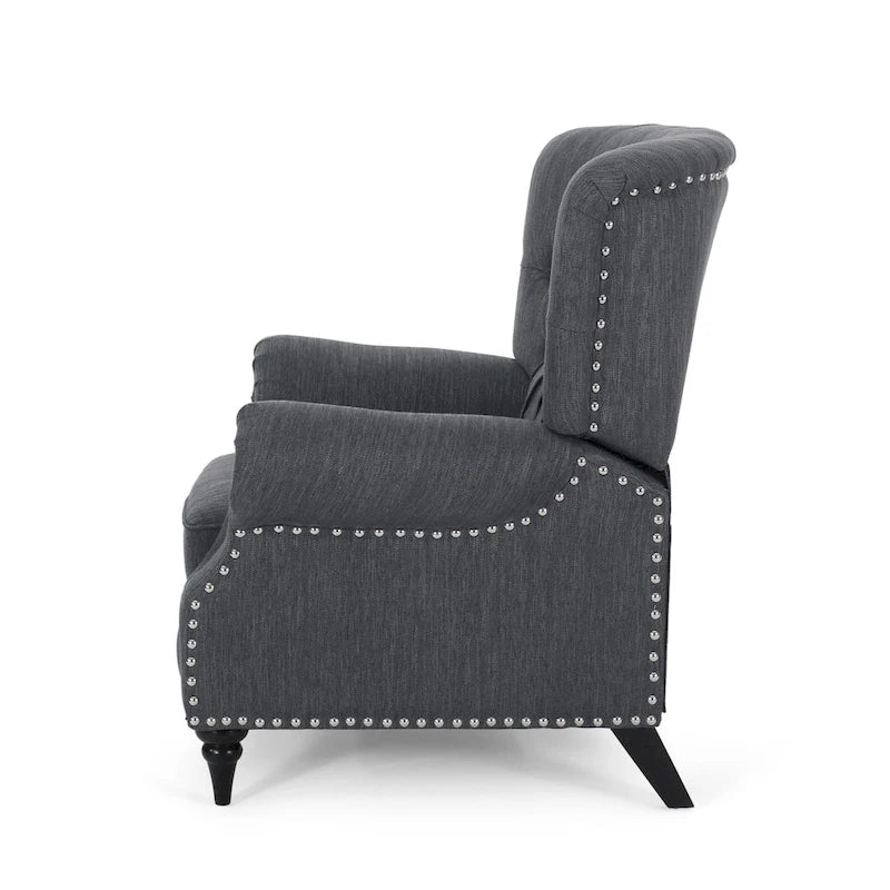 Fabric and Rubberwood Recliner with Nailhead Trim