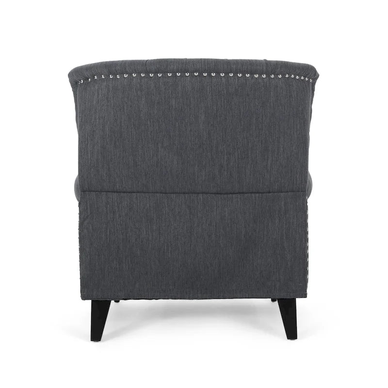Fabric and Rubberwood Recliner with Nailhead Trim