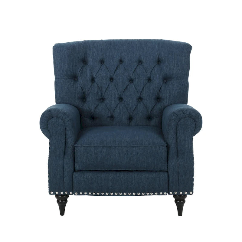 Fabric and Rubberwood Recliner with Nailhead Trim