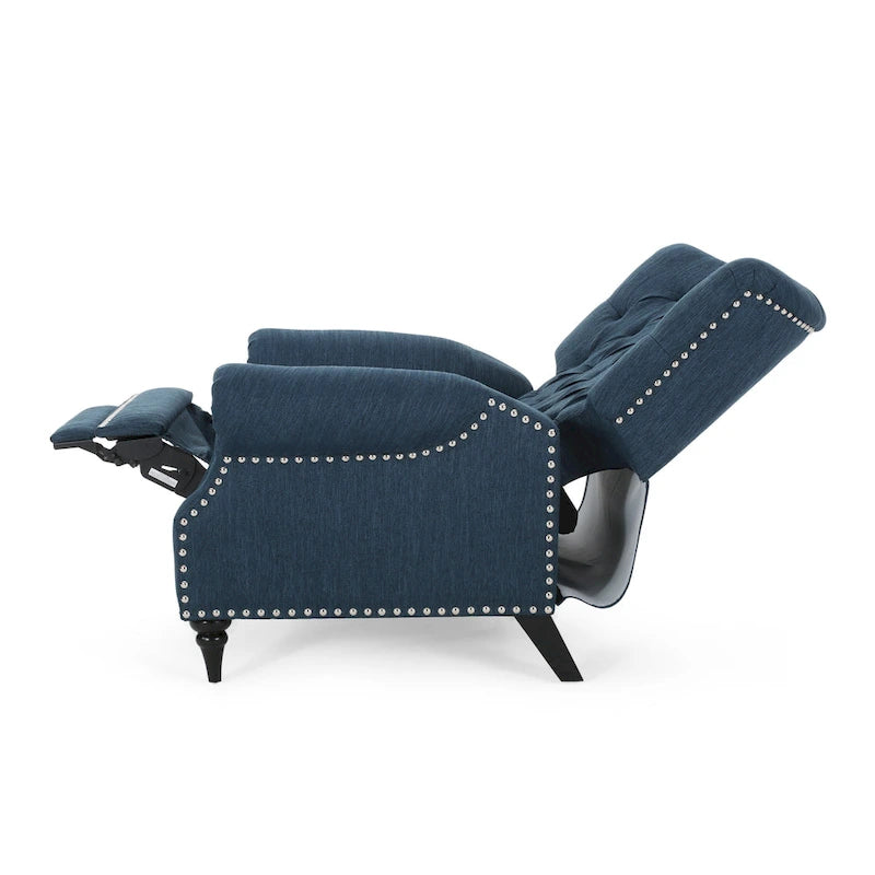 Fabric and Rubberwood Recliner with Nailhead Trim