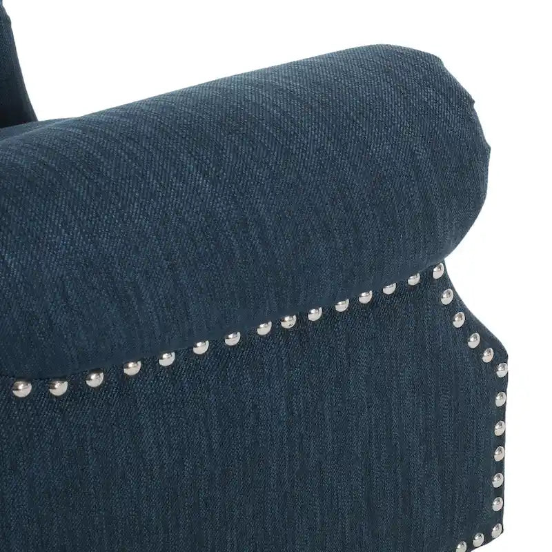 Fabric and Rubberwood Recliner with Nailhead Trim
