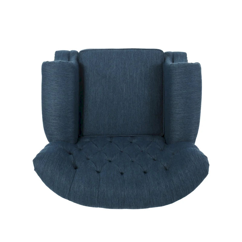 Fabric and Rubberwood Recliner with Nailhead Trim