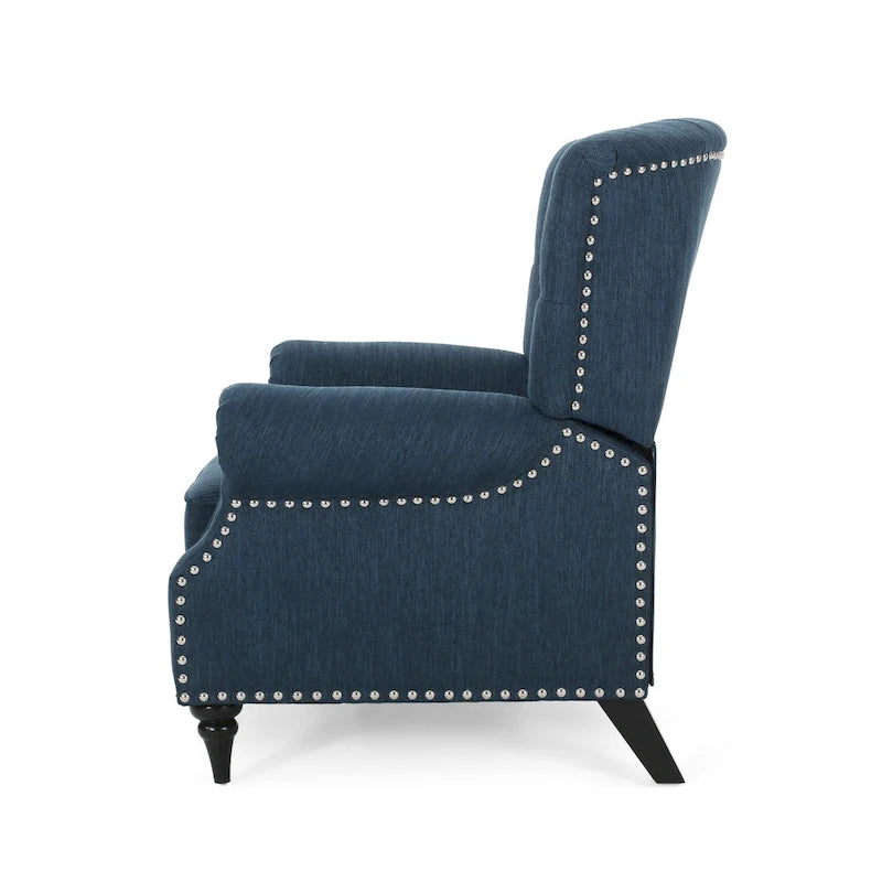 Fabric and Rubberwood Recliner with Nailhead Trim