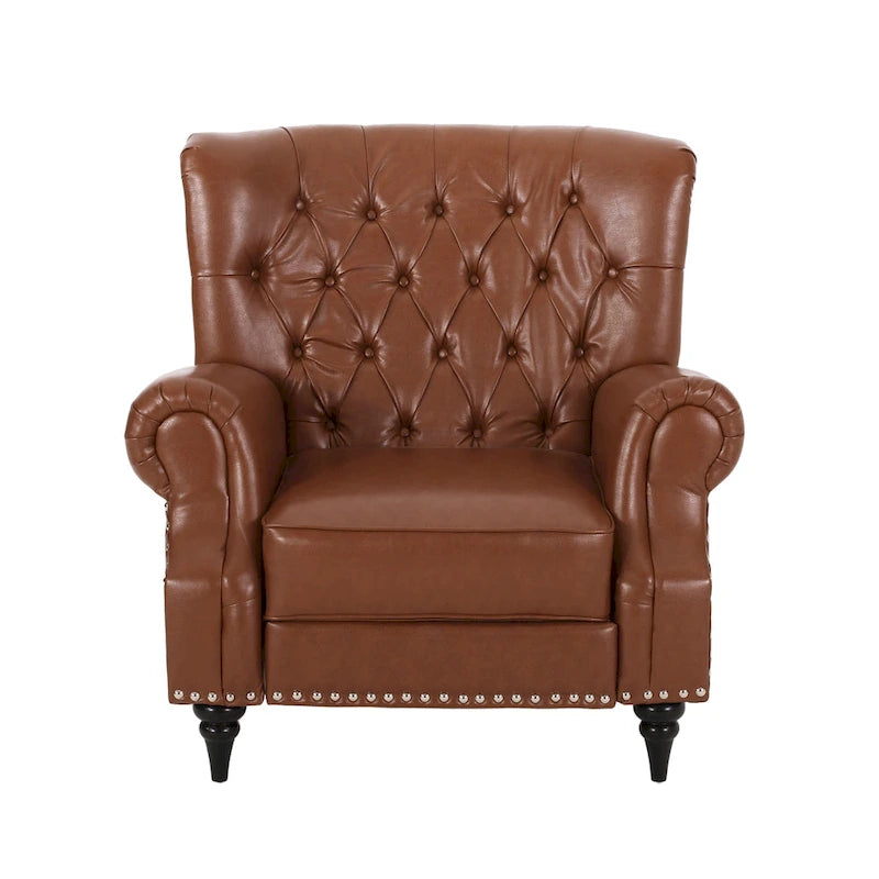 Fabric and Rubberwood Recliner with Nailhead Trim