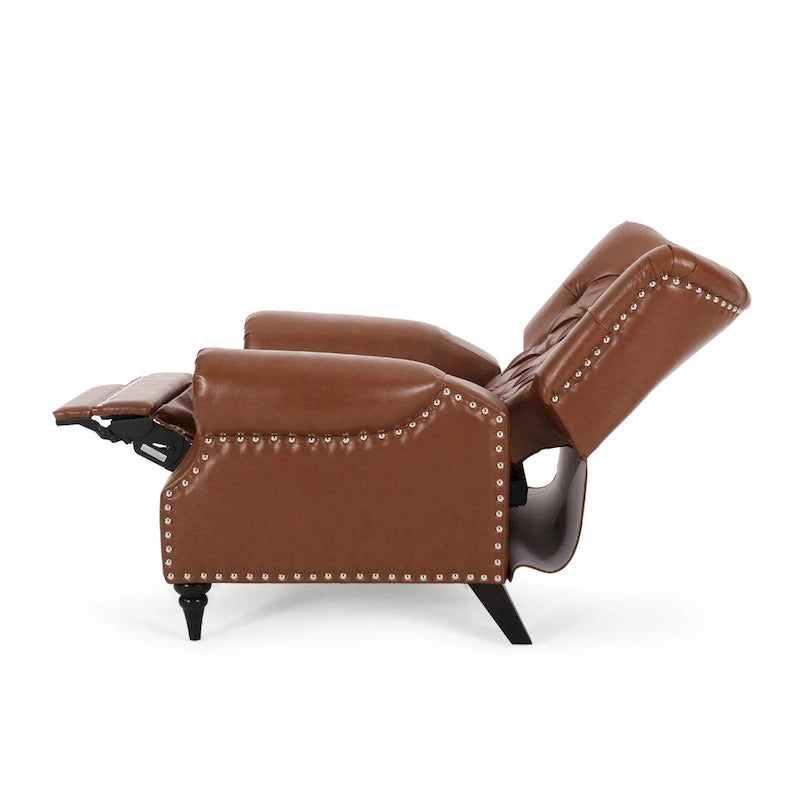 Fabric and Rubberwood Recliner with Nailhead Trim