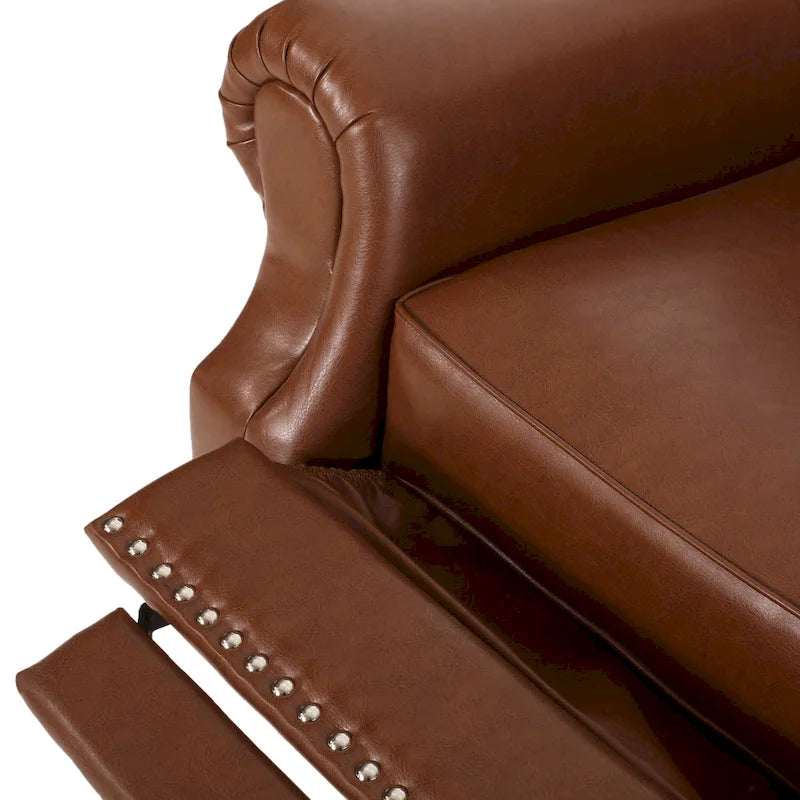 Fabric and Rubberwood Recliner with Nailhead Trim