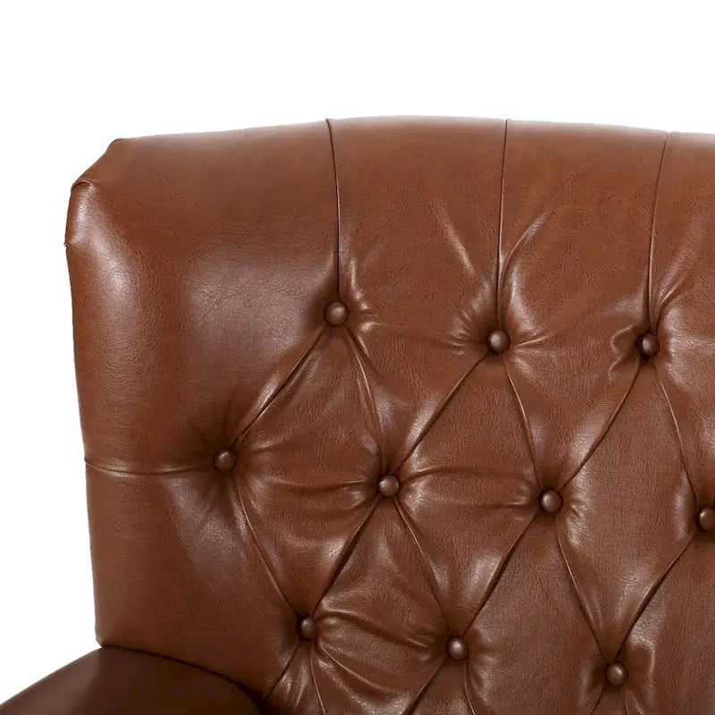 Fabric and Rubberwood Recliner with Nailhead Trim