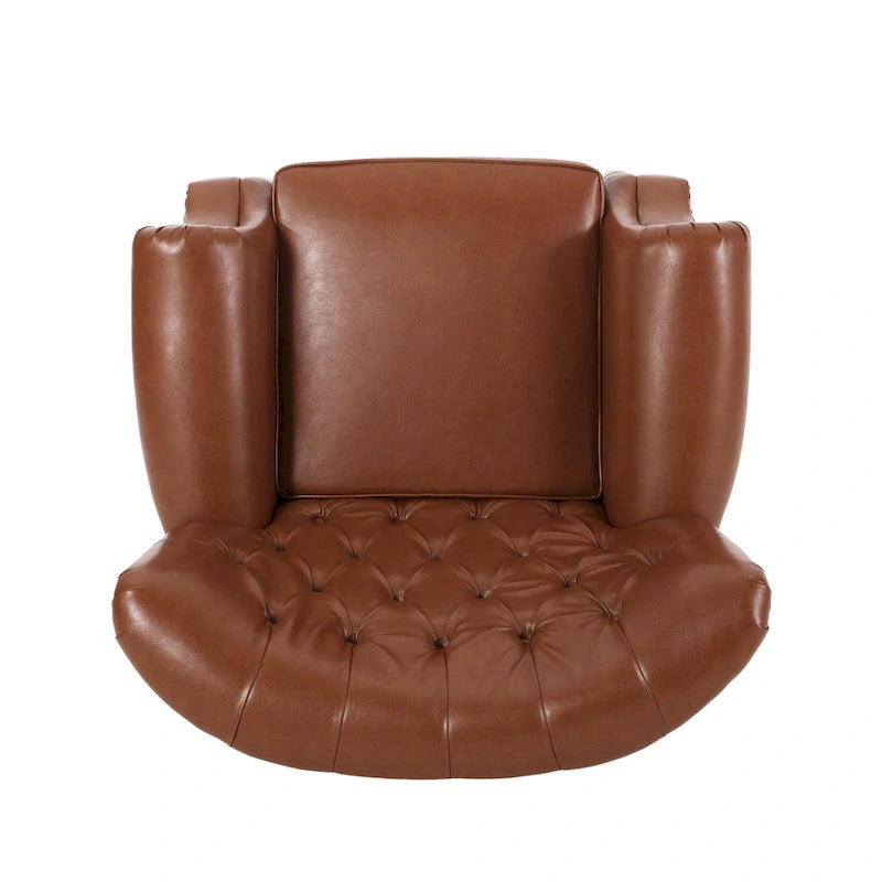 Fabric and Rubberwood Recliner with Nailhead Trim