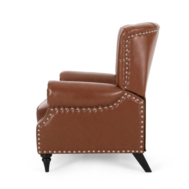 Fabric and Rubberwood Recliner with Nailhead Trim