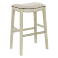 30-Inch Saddle Bar Stool Set of 2 with Nailhead Trim and Fabric Padded Seat