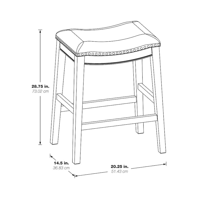 30-Inch Saddle Bar Stool Set of 2 with Nailhead Trim and Fabric Padded Seat