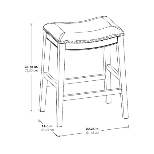 30-Inch Saddle Bar Stool Set of 2 with Nailhead Trim and Fabric Padded Seat