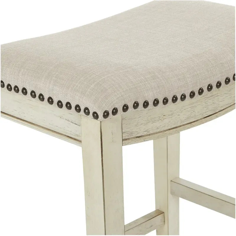 30-Inch Saddle Bar Stool Set of 2 with Nailhead Trim and Fabric Padded Seat