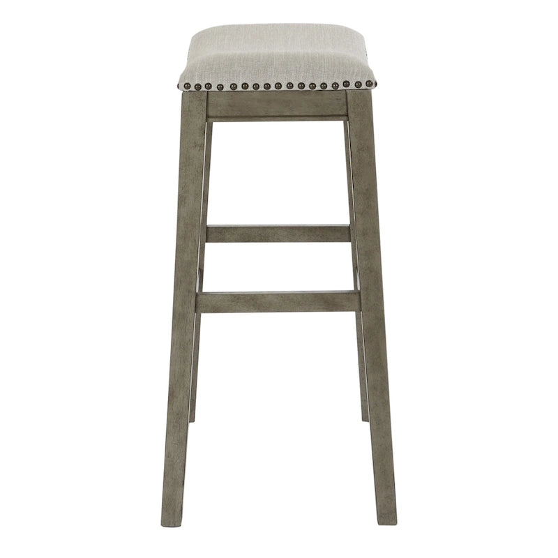 30-Inch Saddle Bar Stool Set of 2 with Nailhead Trim and Fabric Padded Seat