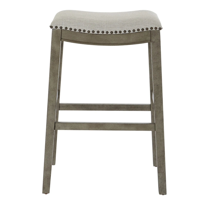30-Inch Saddle Bar Stool Set of 2 with Nailhead Trim and Fabric Padded Seat