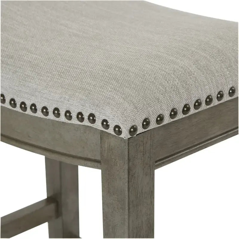 30-Inch Saddle Bar Stool Set of 2 with Nailhead Trim and Fabric Padded Seat