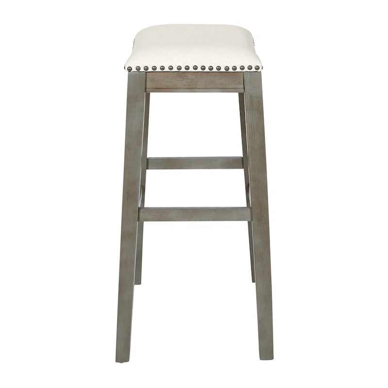30-Inch Saddle Bar Stool Set of 2 with Nailhead Trim and Fabric Padded Seat