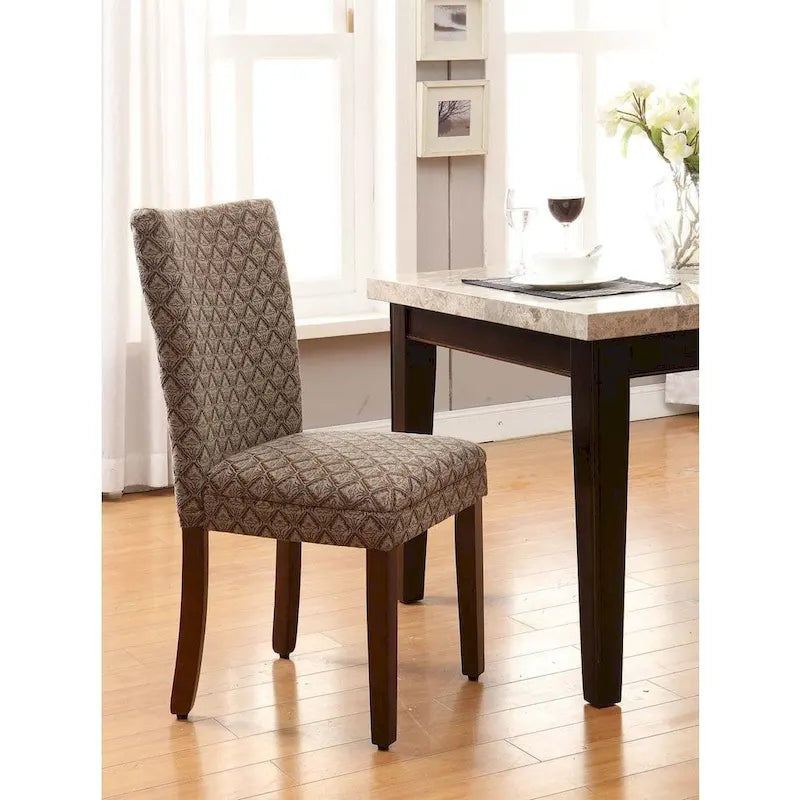 HomePop Modern Parson Blue/ Chocolate Damask Diamo - N/A