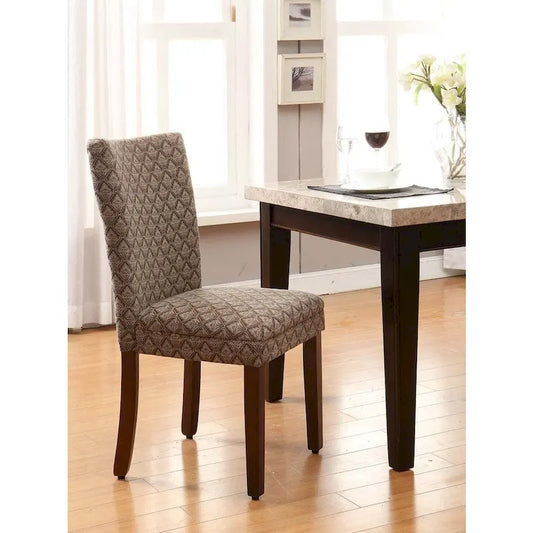Modern Parson Blue and Chocolate Damask Chair