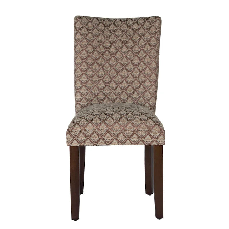 Fauteuil Parson moderne bleu et chocolat à motif damassé