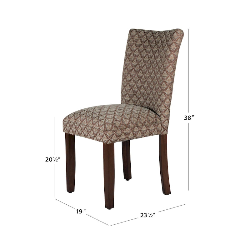 Fauteuil Parson moderne bleu et chocolat à motif damassé
