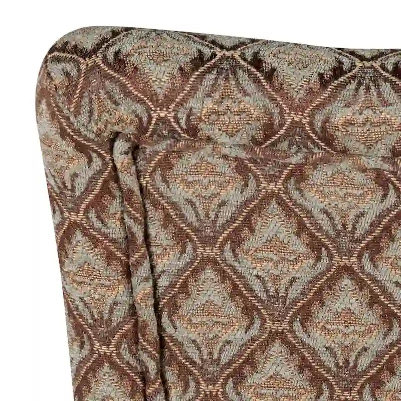 Fauteuil Parson moderne bleu et chocolat à motif damassé