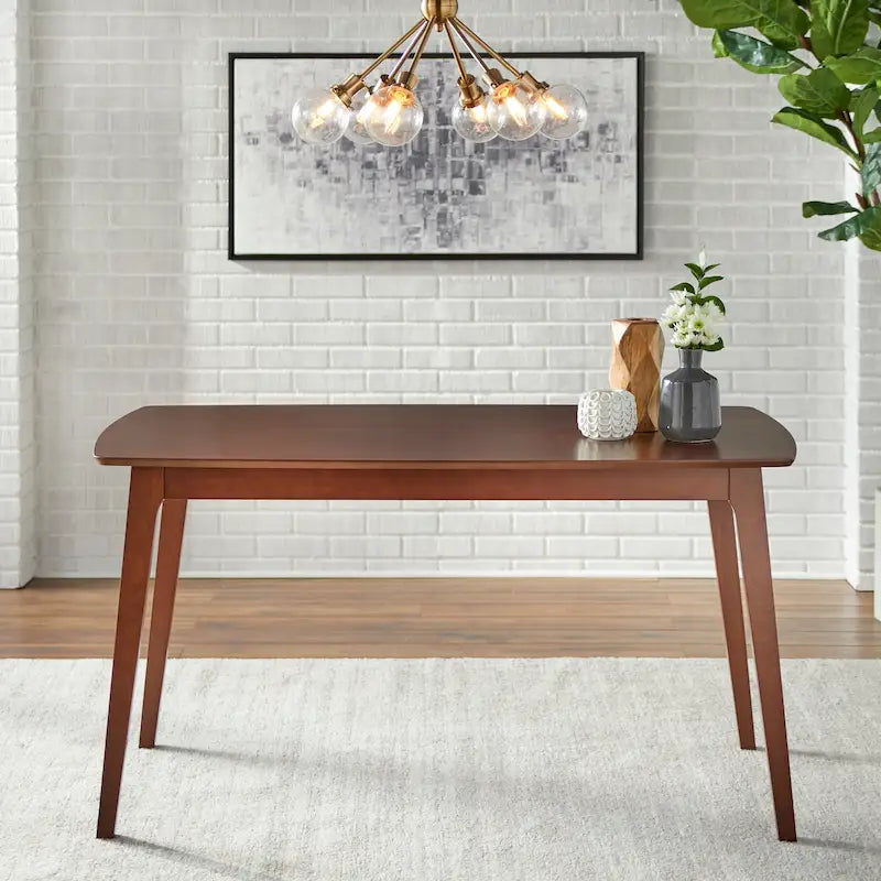 Mid-Century Modern MDF Veneer Dining Table, Seats 6