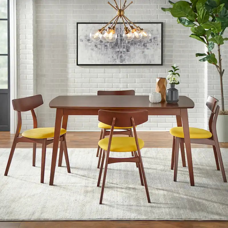 Mid-Century Modern MDF Veneer Dining Table, Seats 6