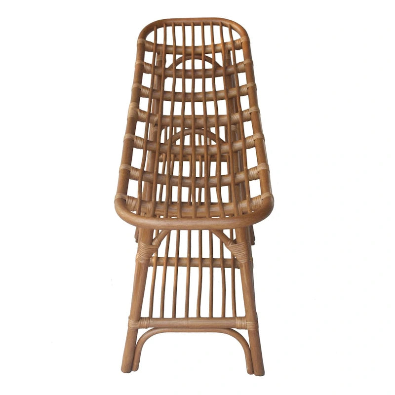 Panca in rattan intrecciato a mano con ripiano aperto e vano portaoggetti inferiore