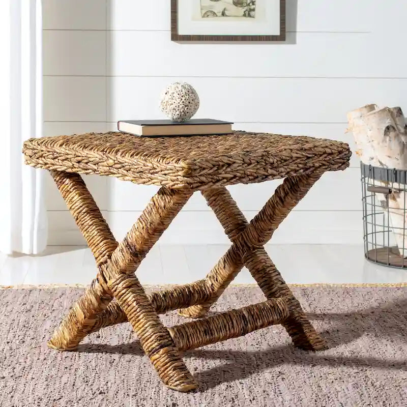 Seduta da ingresso a X in vimini naturale intrecciato a mano, 22x22x20 Inch