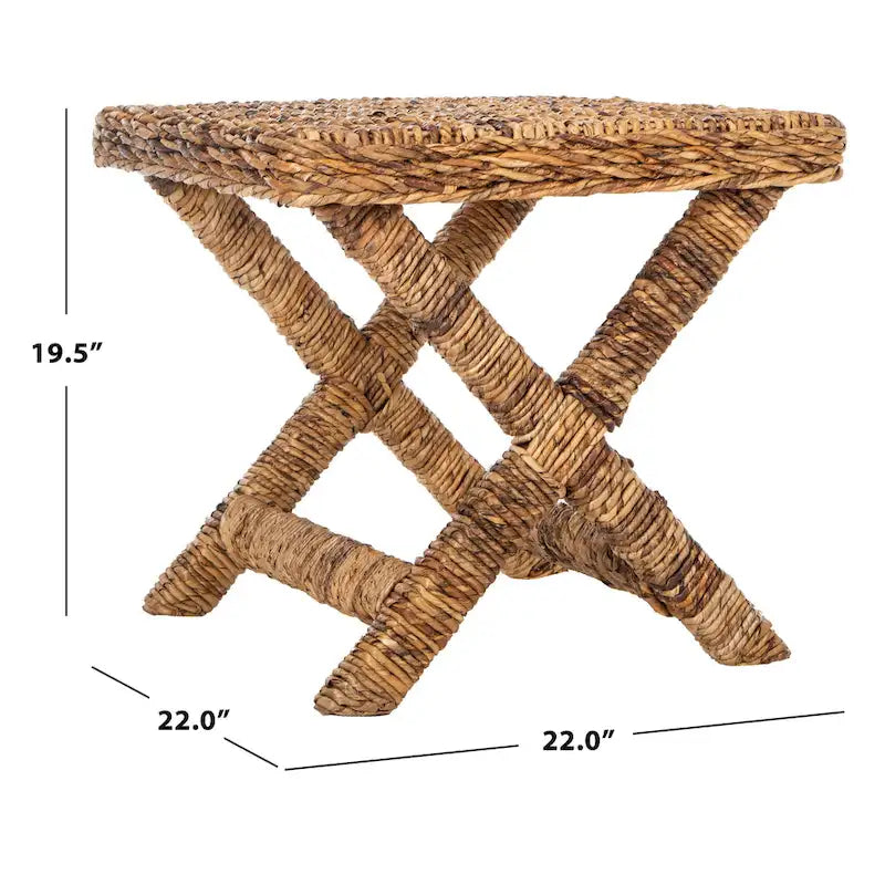 Seduta da ingresso a X in vimini naturale intrecciato a mano, 22x22x20 Inch