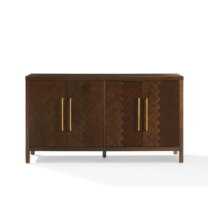 Credenza moderna con ante a motivo spina di pesce e ripiani interni regolabili