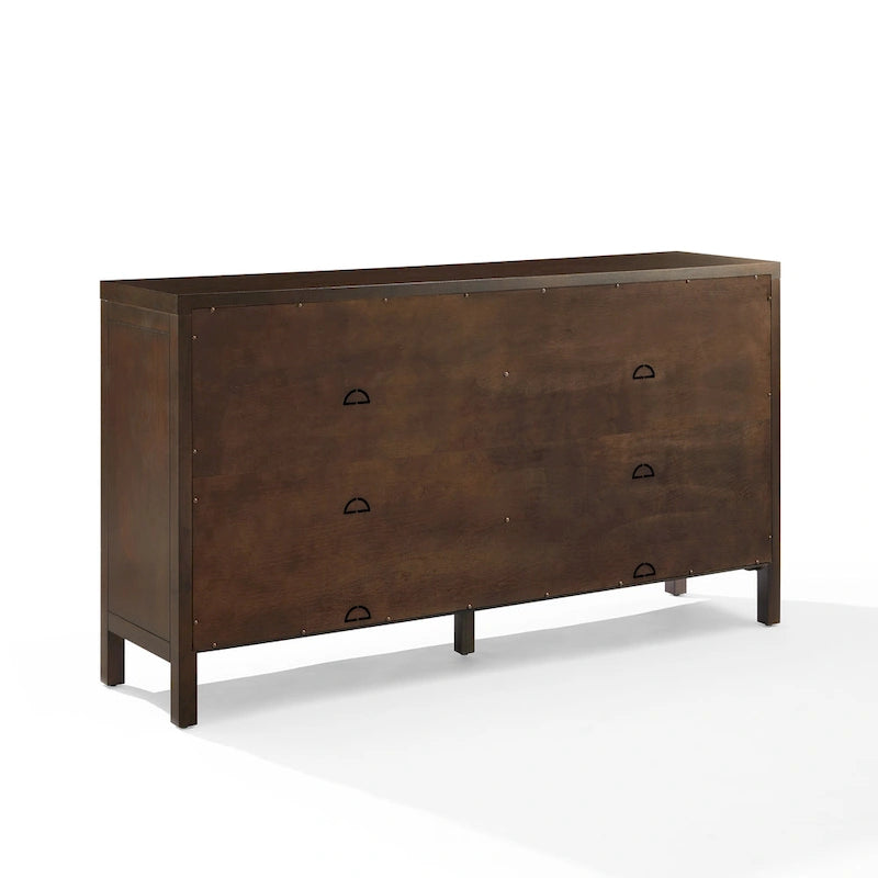Credenza moderna con ante a motivo spina di pesce e ripiani interni regolabili