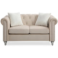 60-Inch Velvet 2-Seater Chesterfield Sofa with Throw Pillows