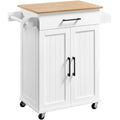 Rolling Kitchen Cart with Towel Rack, Drawer, 2 Doors