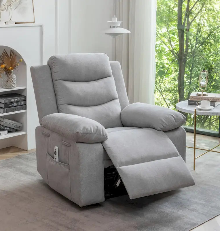 Electric recliner with seat heating and adjustable massage function