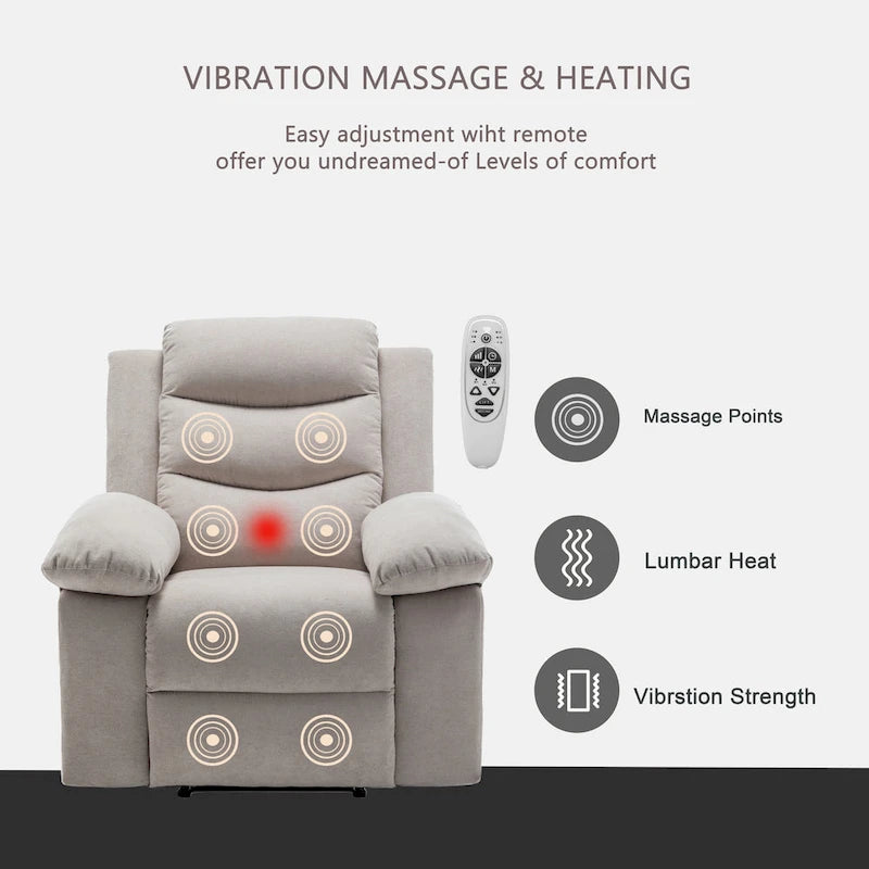 Elektrischer Relaxsessel mit Sitzheizung und verstellbarer Massagefunktion