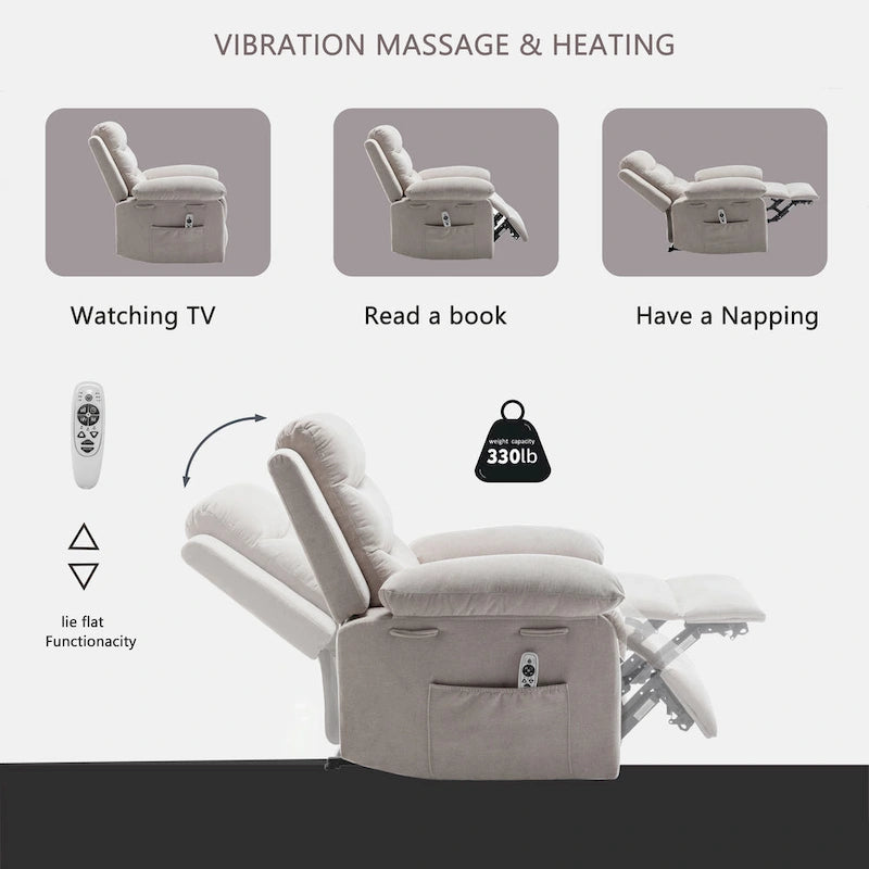 Elektrischer Relaxsessel mit Sitzheizung und verstellbarer Massagefunktion