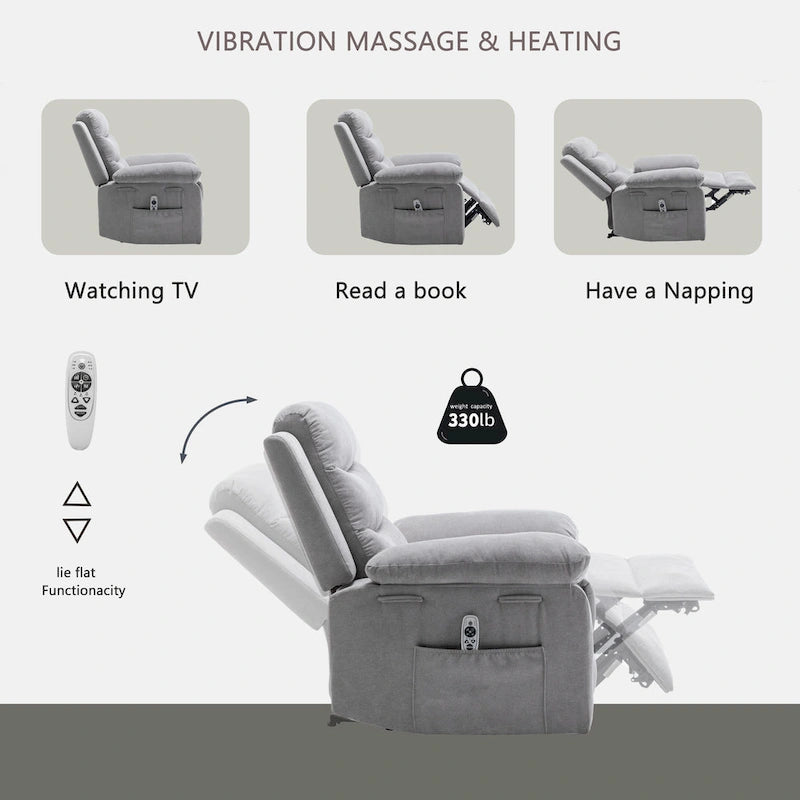 Elektrischer Relaxsessel mit Sitzheizung und verstellbarer Massagefunktion