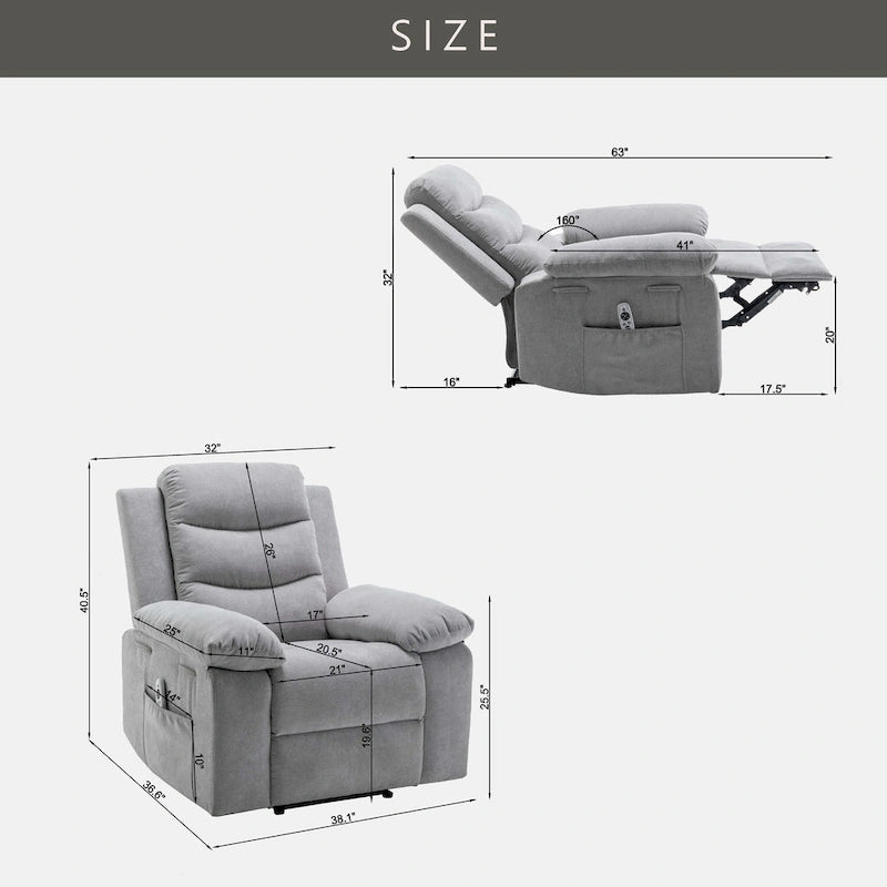 Elektrischer Relaxsessel mit Sitzheizung und verstellbarer Massagefunktion