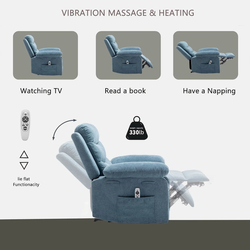 Elektrischer Relaxsessel mit Sitzheizung und verstellbarer Massagefunktion